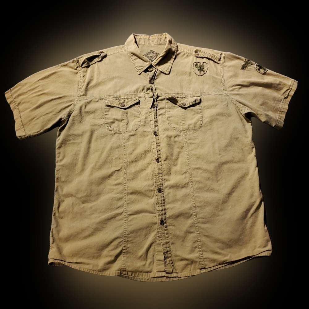 Men's Casual Army Green Button Down Shirt